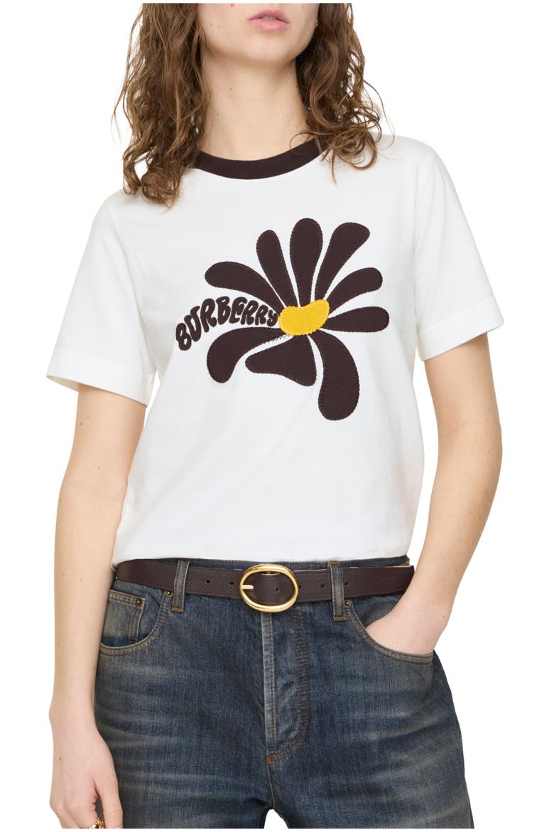 Daisy Cotton T-shirt, Main, color, Chalk white