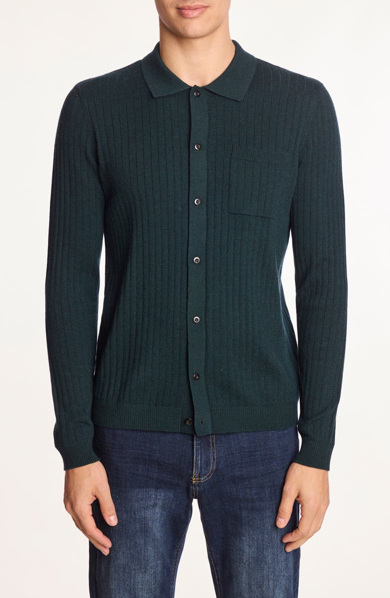 PAISLEY & GRAY Rib Button-Up Polo, Main, color, Jungle