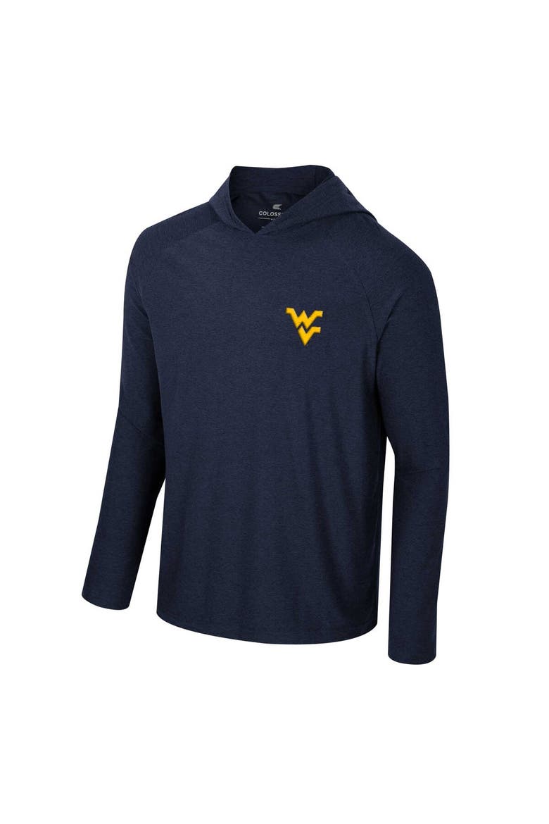 Men's Colosseum Navy West Virginia Mountaineers Cloud Jersey Raglan Long Sleeve Hoodie T-Shirt, Alternate, color, Navy