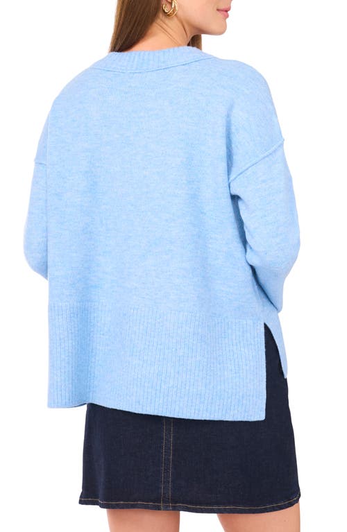Vince Camuto High-low V-neck Sweater In Blue