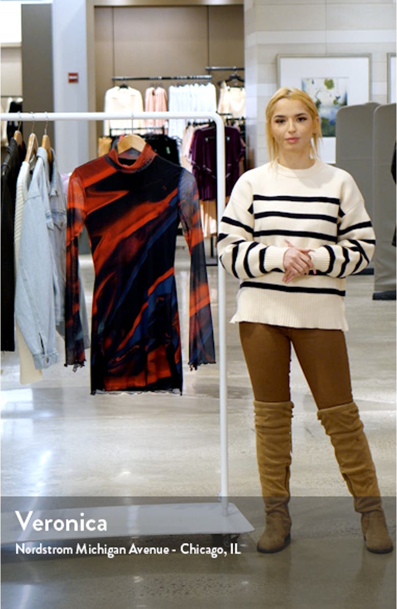 Sparks Fly Mock Neck Long Sleeve Mesh Minidress, sales video thumbnail