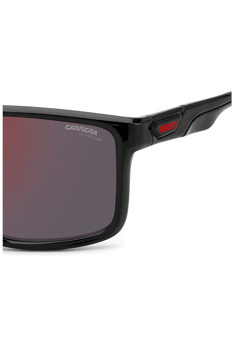 x Ducati Carduc 60mm Polarized Rectangular Sunglasses, Alternate, color, BLACK RED/ REDSP PZ HCAR