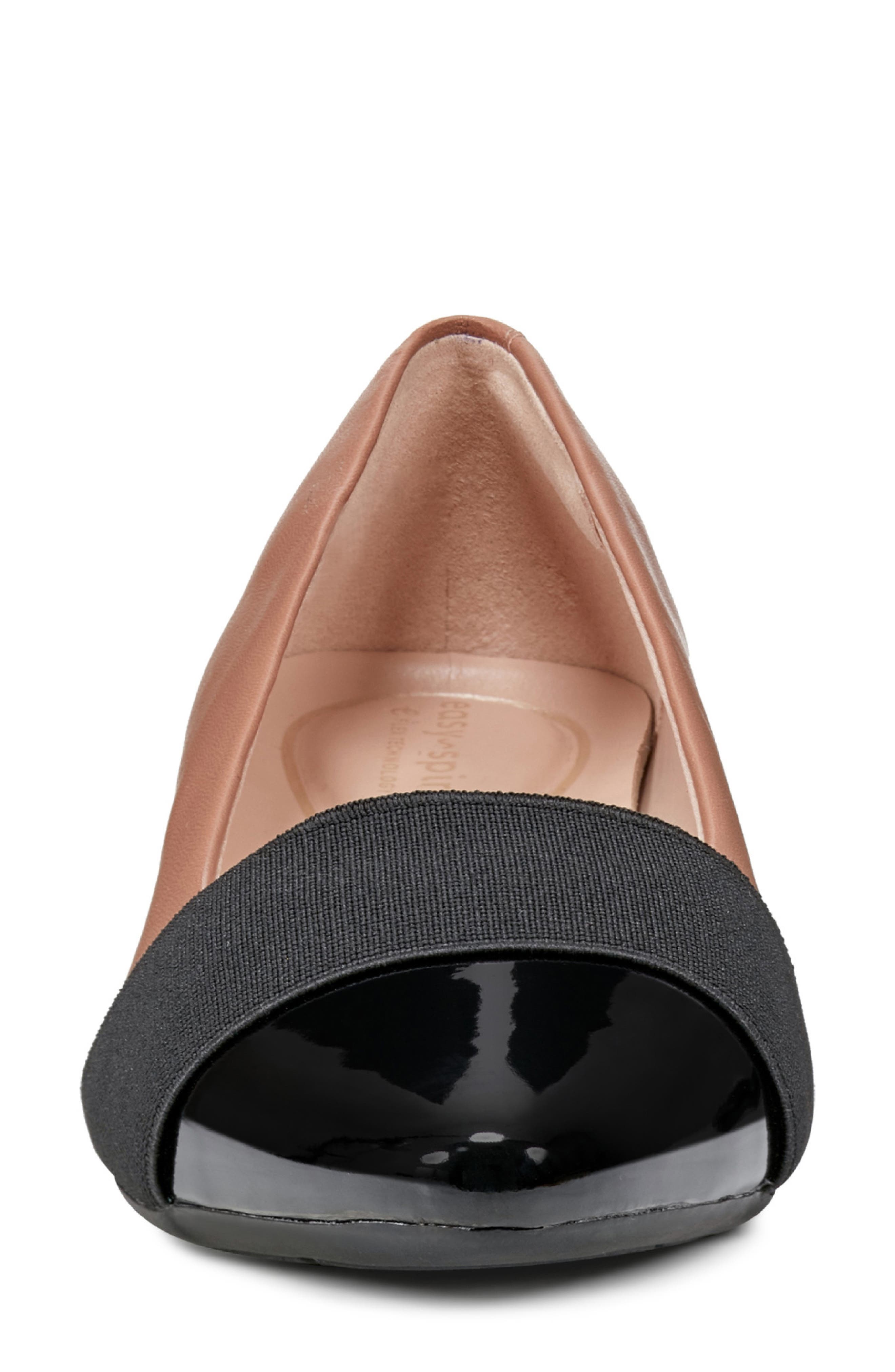 Easy Spirit Casta Pointed Toe Pump, Alternate, color, Dark Natural/ Black Patent