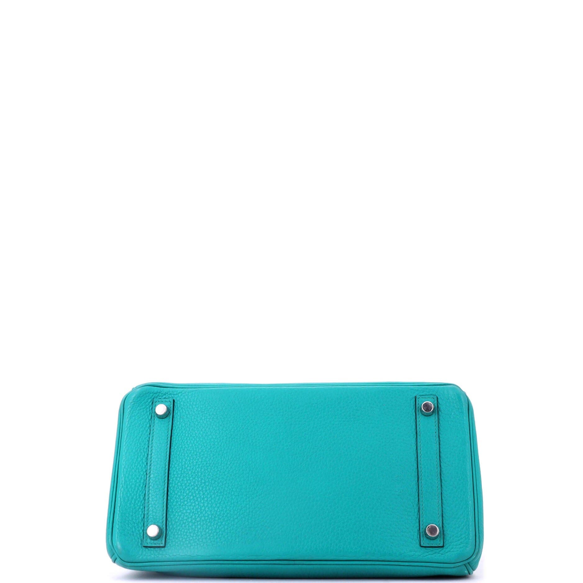 Pre-Owned Hermes Birkin Handbag Blue Clemence with Palladium Hardware 30, Alternate, color, Bleu Paon