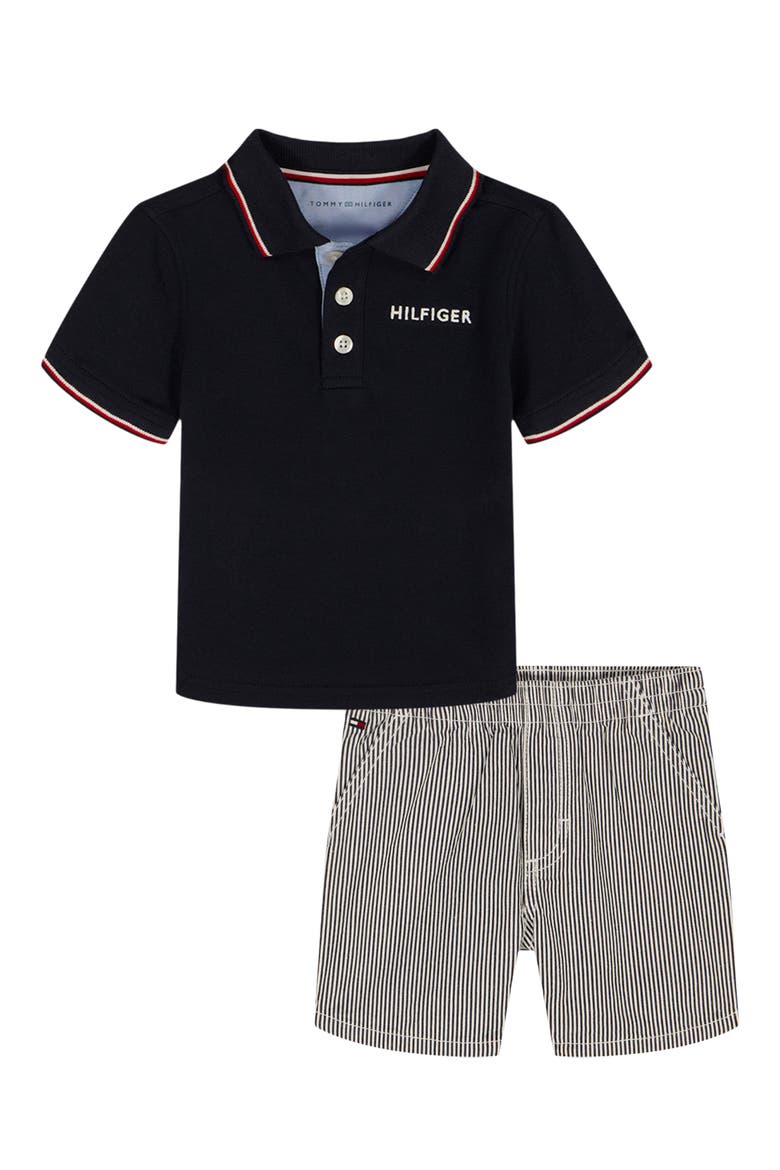 Knit Polo & Shorts Set, Main, color, NAVY