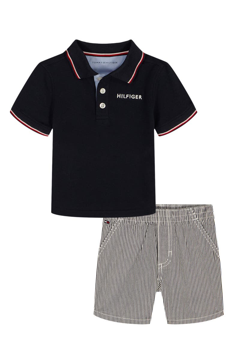 Tommy Hilfiger Knit Polo & Shorts Set, Main, color, Navy