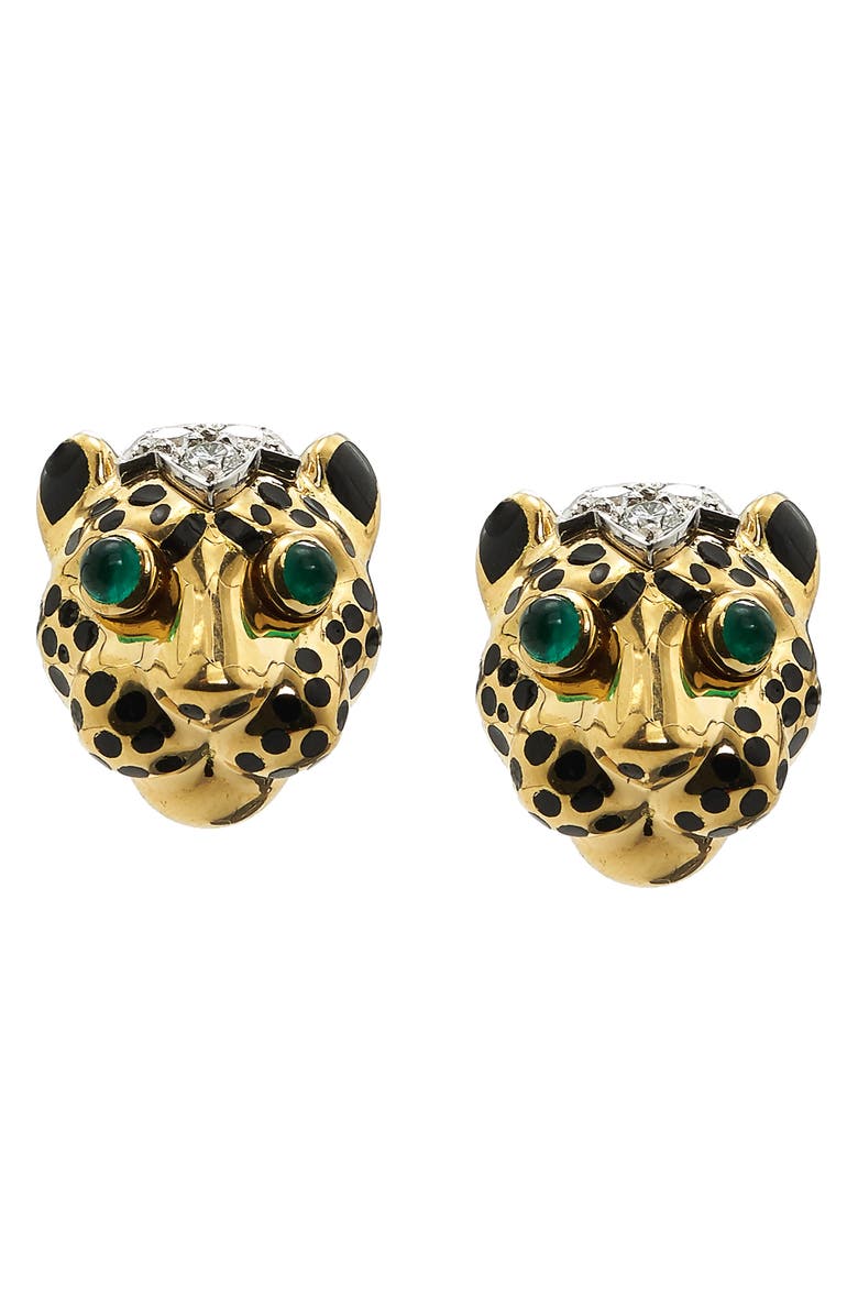 David Webb Kingdom Diamond Leopard Stud Earrings, Main, color, 