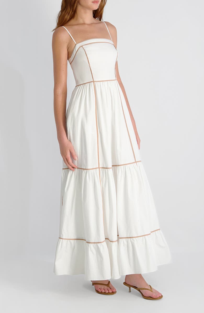 French Connection Cambria Contrast Trim Cotton Maxi Dress, Alternate, color, Summer White