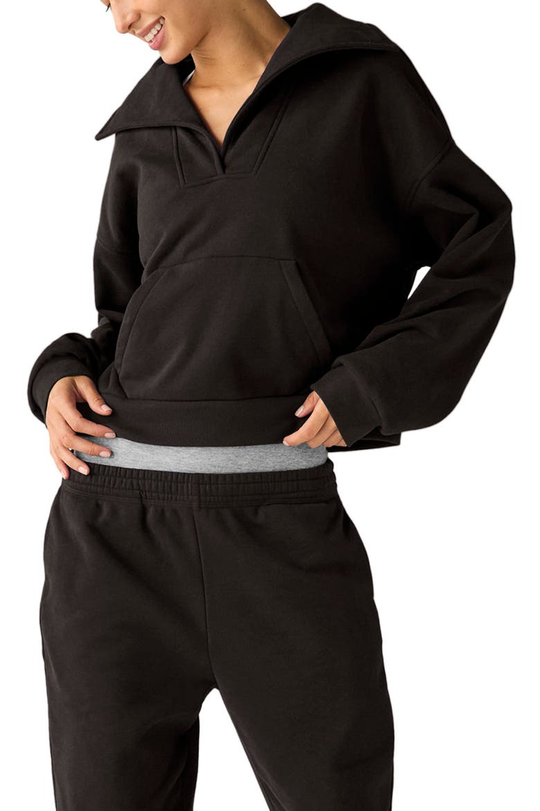 Street Smart Johnny Collar Fleece Sweatshirt, Main, color, BLACK