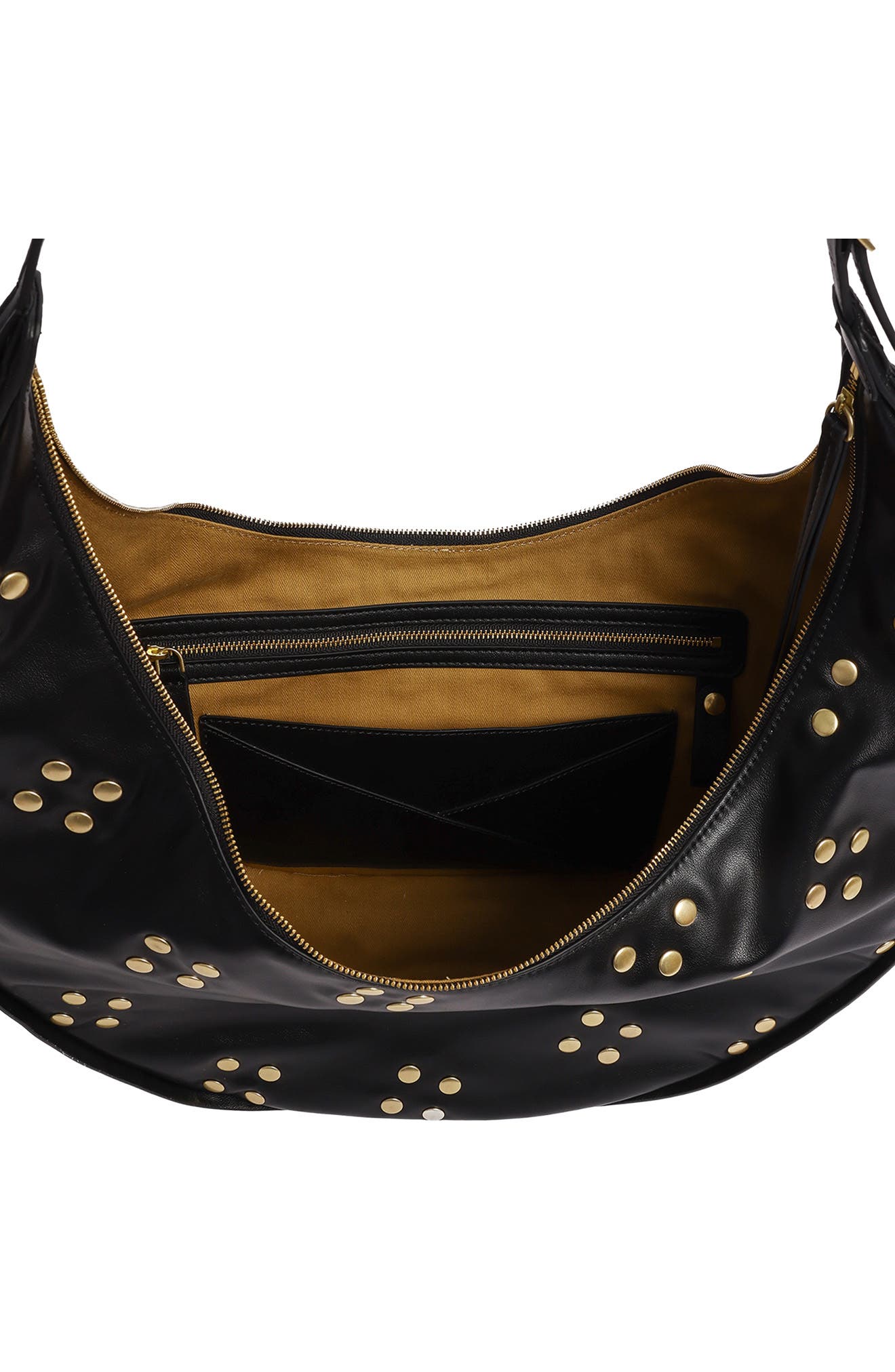 Floral Stud Large Hobo, Alternate, color, BLACK