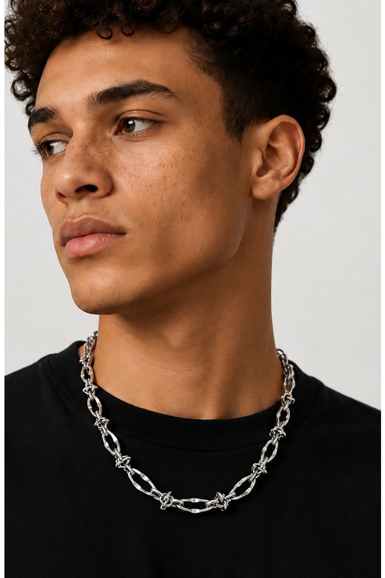 Knot Chain Necklace, Alternate, color, SILVER
