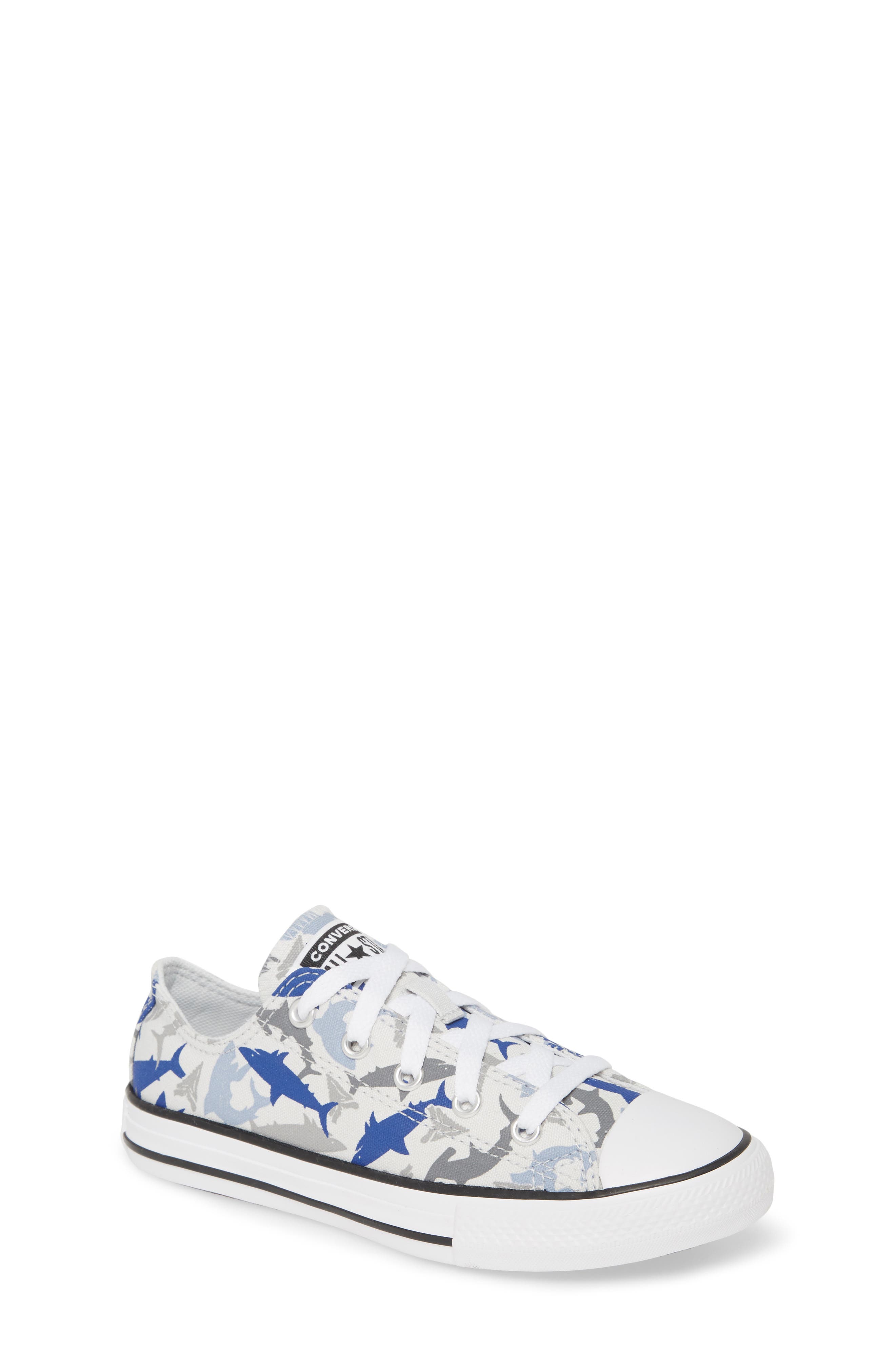 Chuck Taylor® All Star® Shark Low Top Sneaker, Main, color, PHOTON DUST/ RUSH BLUE/ WHITE
