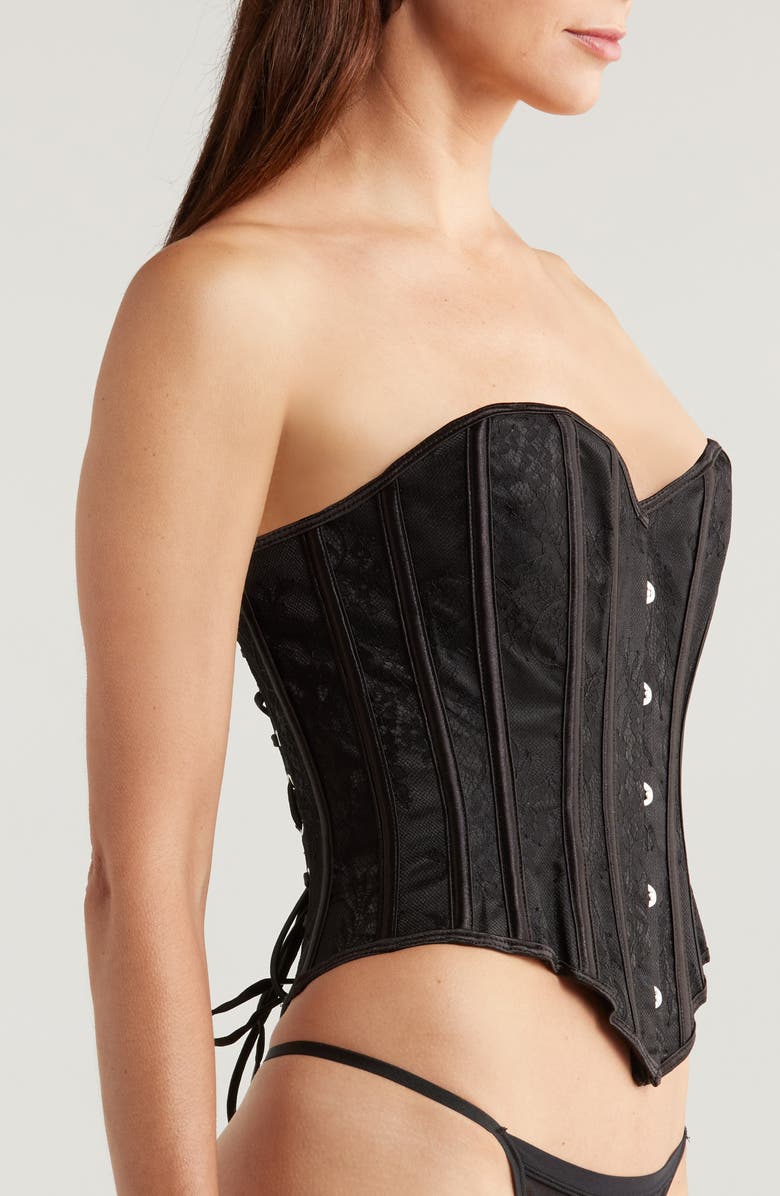 Coquette Strappy Lace Corset, Alternate, color, Black
