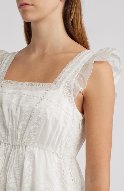 Wayf Rosalie Embroidered Midi Dress In White