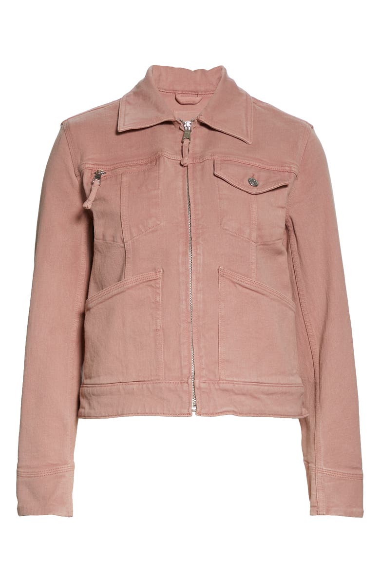 Club Monaco Zip Front Stretch Cotton Trucker Jacket, Alternate, color,
