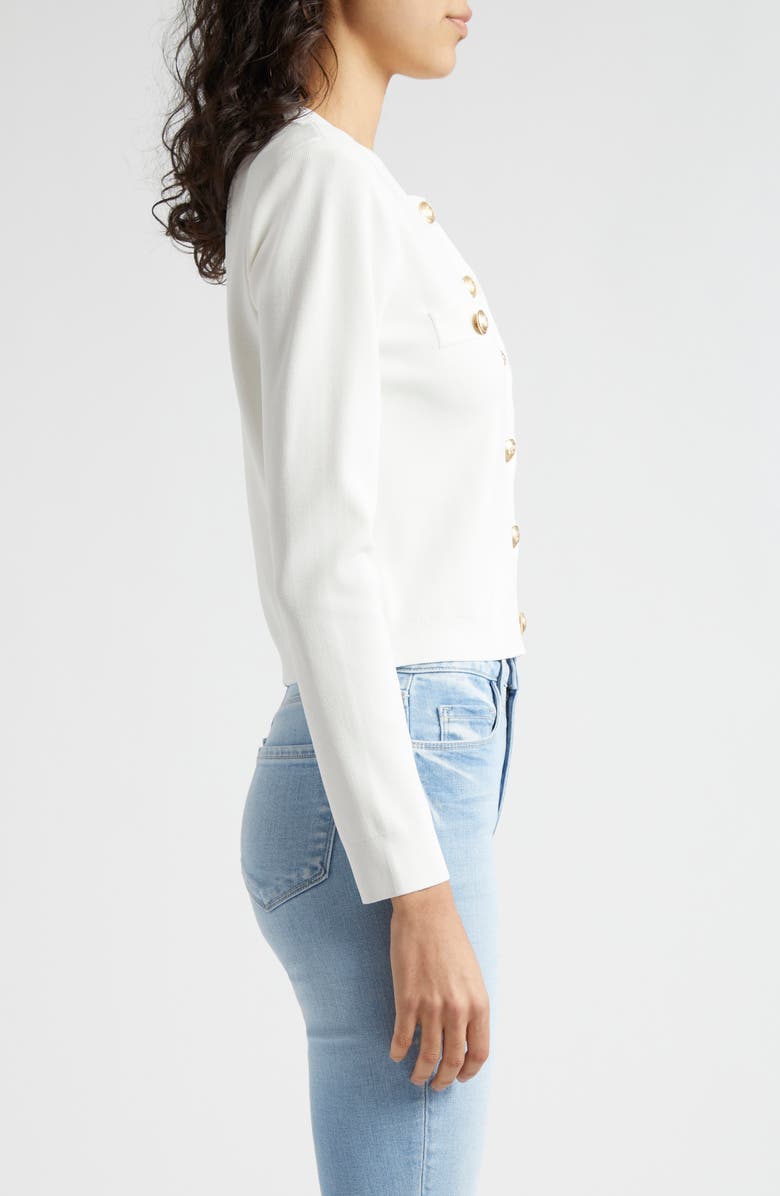 L'AGENCE Toulouse Crewneck Cardigan, Alternate, color, Ivory