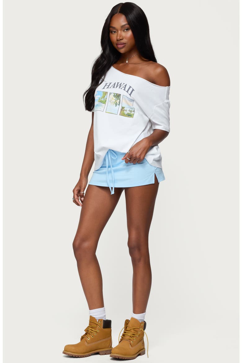 Hawaiian Babe Off the Shoulder Cotton Graphic T-Shirt, Alternate, color, WHITE