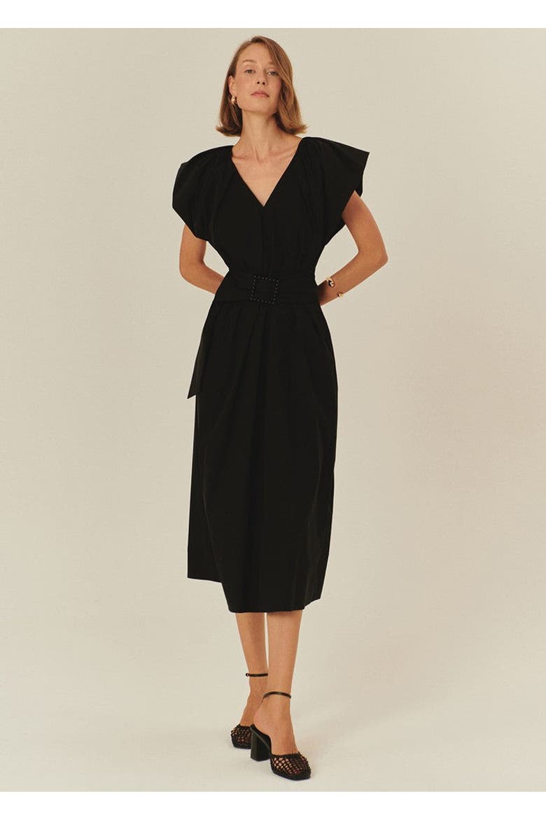 Sabrina Midi Dress, Main, color, BLACK