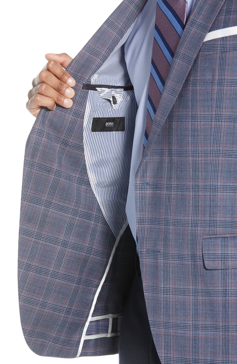 BOSS Hartlay Trim Fit Plaid Wool Sport Coat, Alternate, color, 