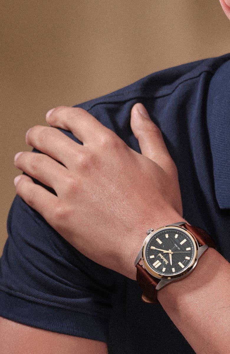 Timberland Northbridge Leather Strap Watch, 45mm, Alternate, color,