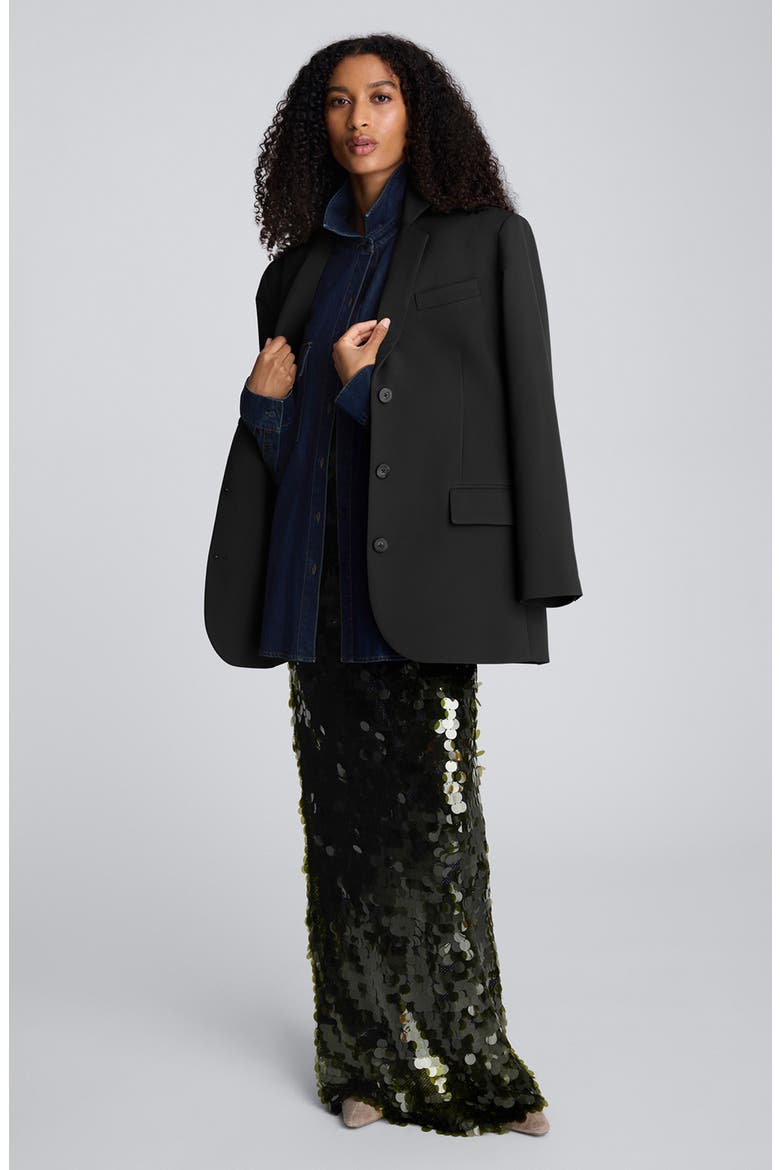 Three-Button Boyfriend Blazer, Alternate, color, BLACK