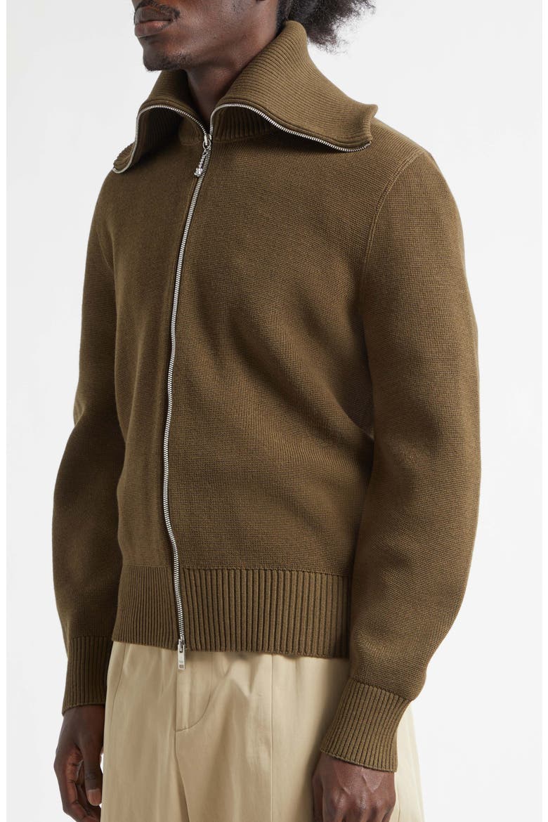 Wool & Cotton Double Knit Zip Cardigan, Alternate, color, 2637 DARK MOSS
