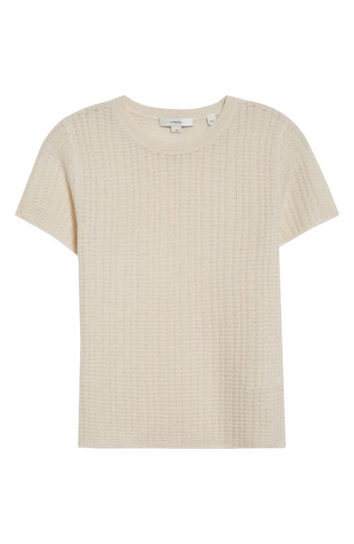 Vince Waffle Knit Short Sleeve Crew Neck Top In White Sand In White Sand