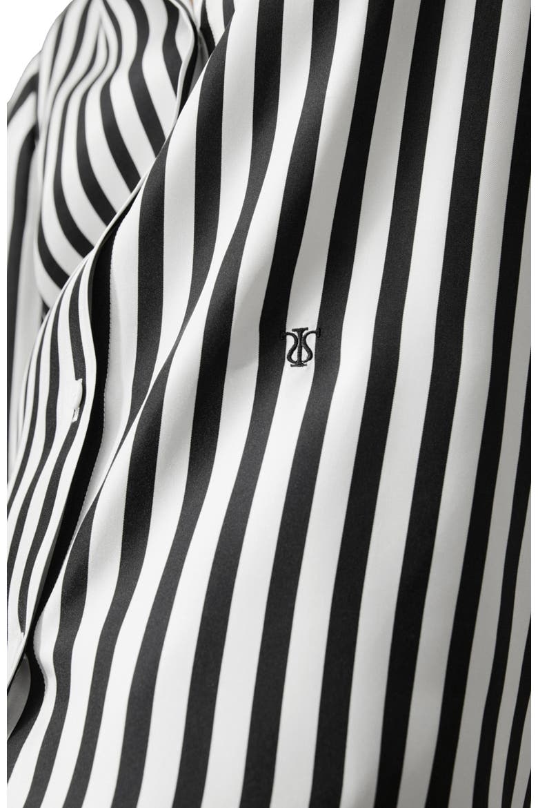 Classic Striped Silk Shirt, Alternate, color, Black-White Pinstripes