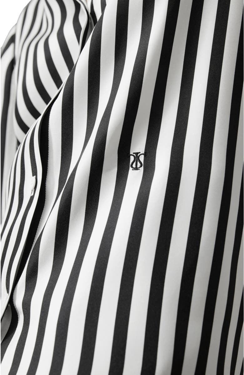 Lilysilk The Amalfi Stripe Silk Shirt, Alternate, color, Black-White Pinstripes
