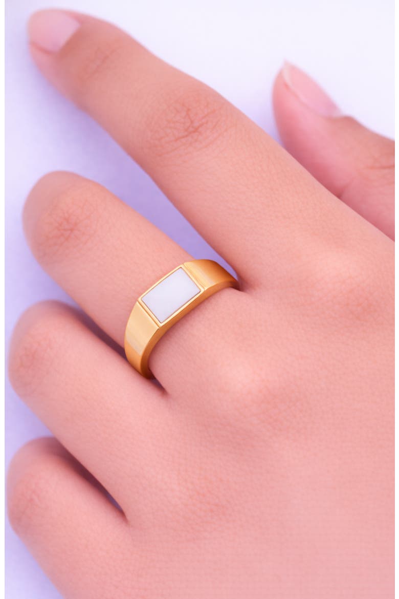 Mother-of-Pearl Square Ring, Alternate, color, GOLD