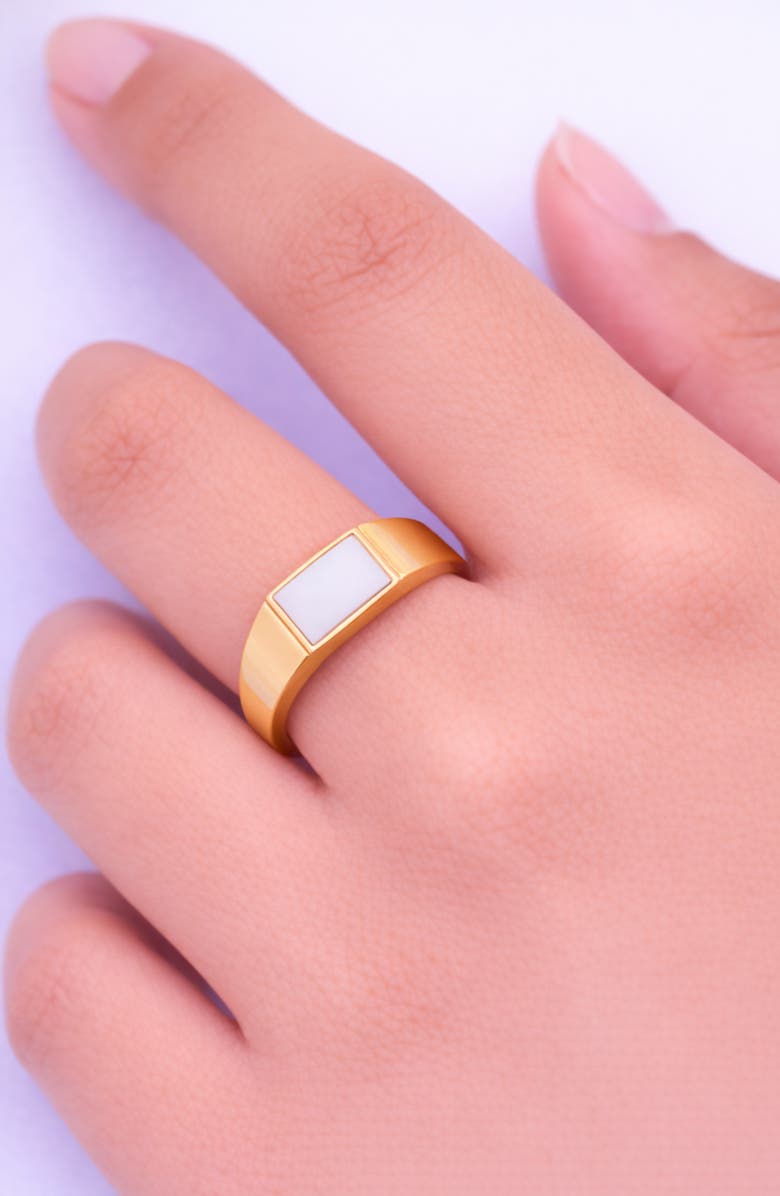 Argento Vivo Sterling Silver Mother-of-Pearl Square Ring, Alternate, color, Gold