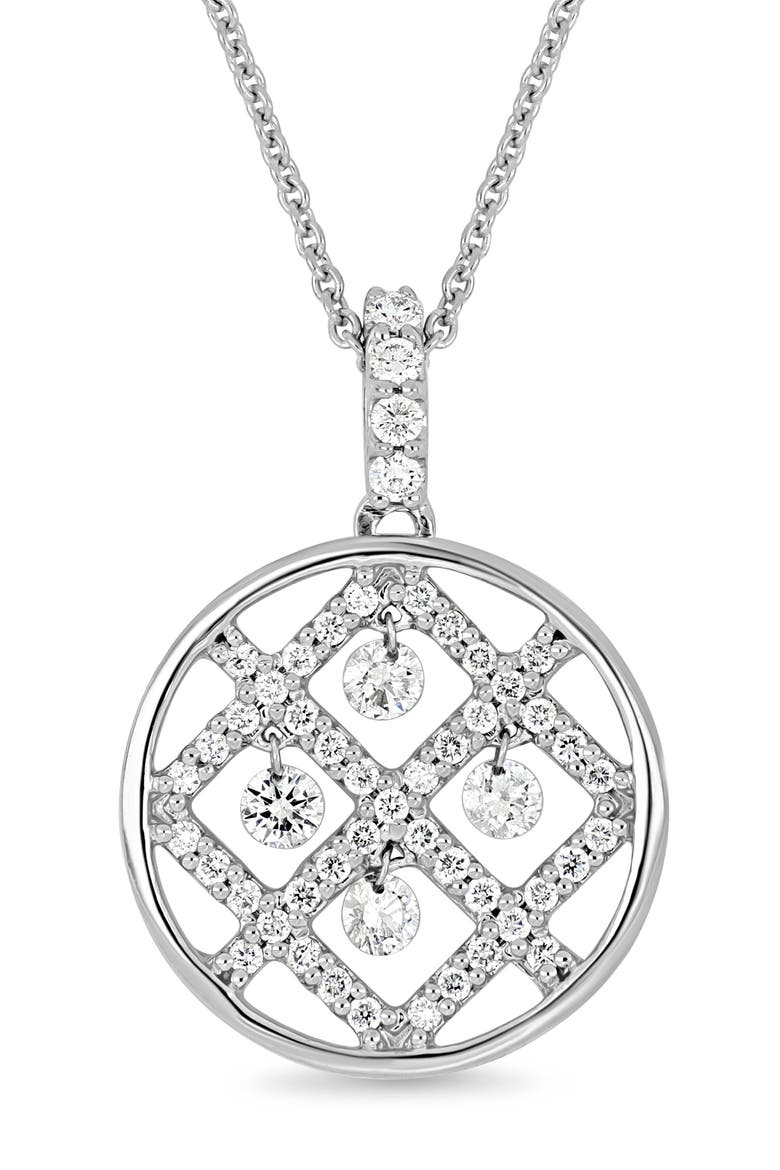 18K Gold Liora Natural Dancing Diamond Circle Pendant Necklace (Online Trunk Show), Alternate, color, 18K WHITE GOLD