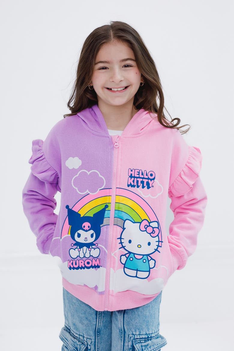 Fleece Zip-up Hoodie (toddler, Little Kid & Big Kid), Alternate, color, Pink Plum Kitty Kuromi