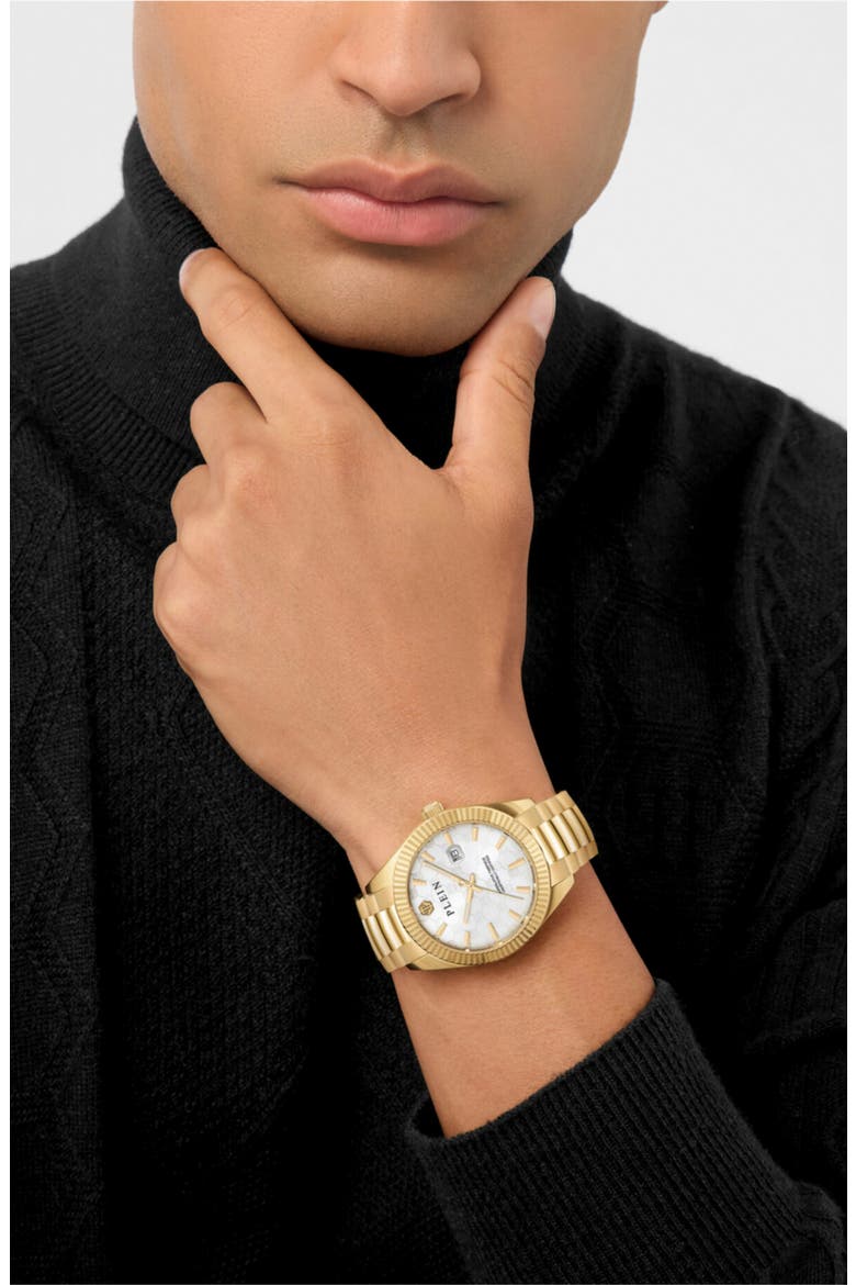 Date Superlative Bracelet Watch, 40mm, Alternate, color, IP YELLOW GOLD