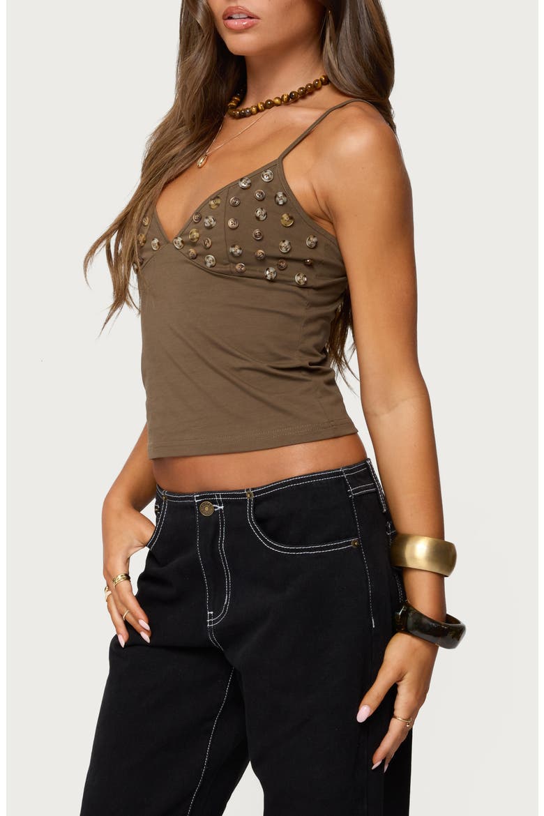 Nora Button Camisole, Alternate, color, BROWN