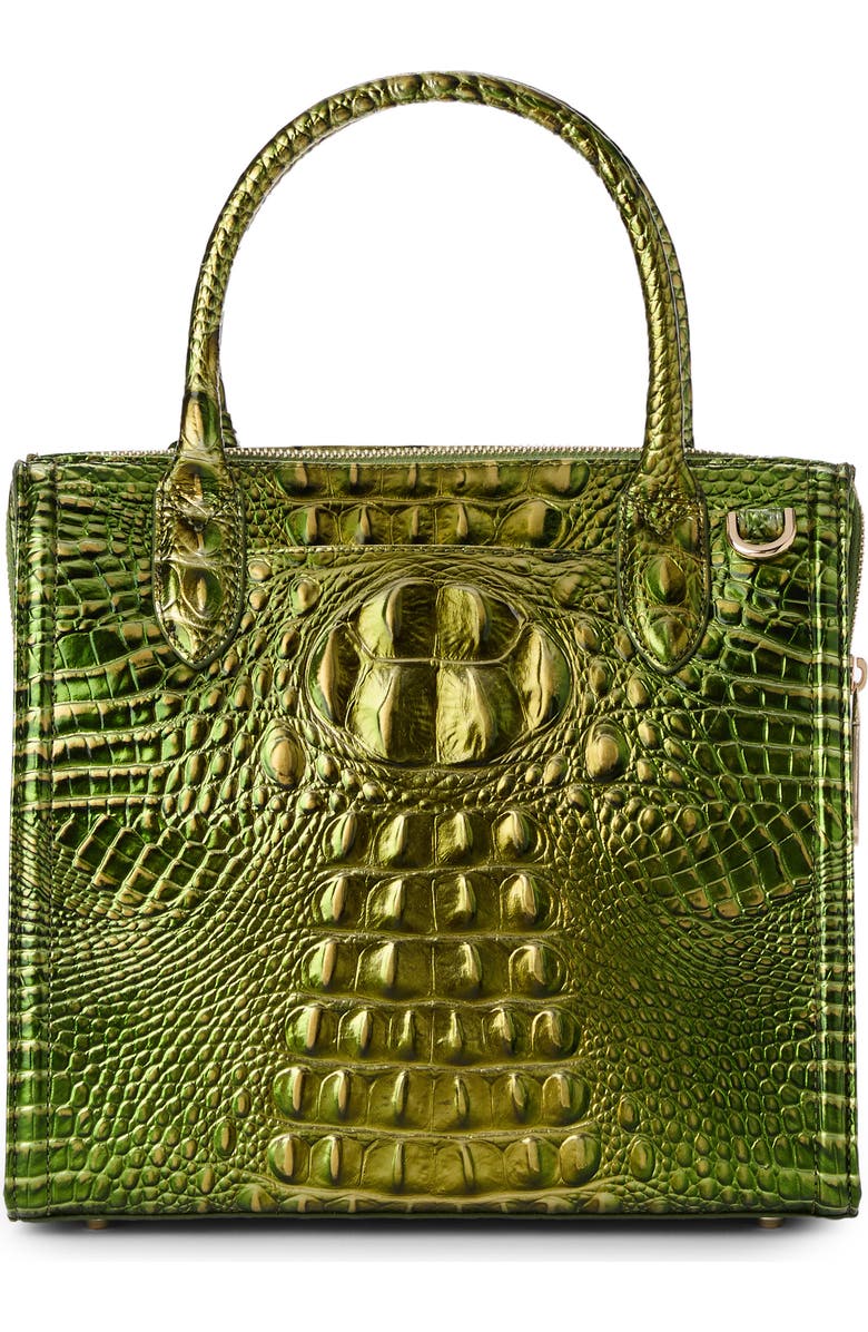 Brahmin Small Caroline Croc Embossed Leather Satchel, Alternate, color, Cacti Green