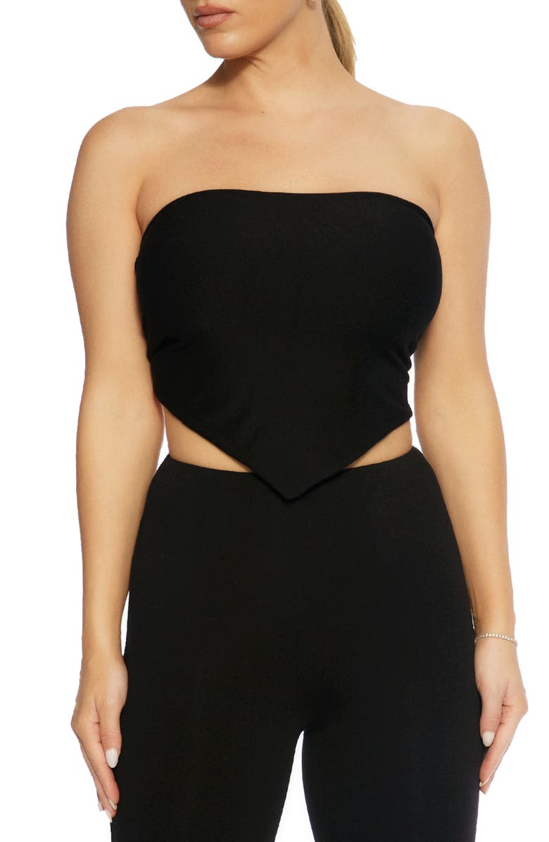 Naked Wardrobe Knot My Strapless Handkerchief Top, Main, color,