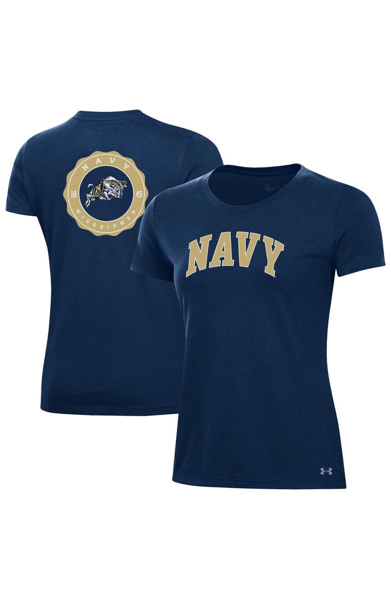 Under Armour Women's Under Armour  Navy Navy Midshipmen Essentials 2-Hit Performance T-Shirt, Alternate, color, Navy