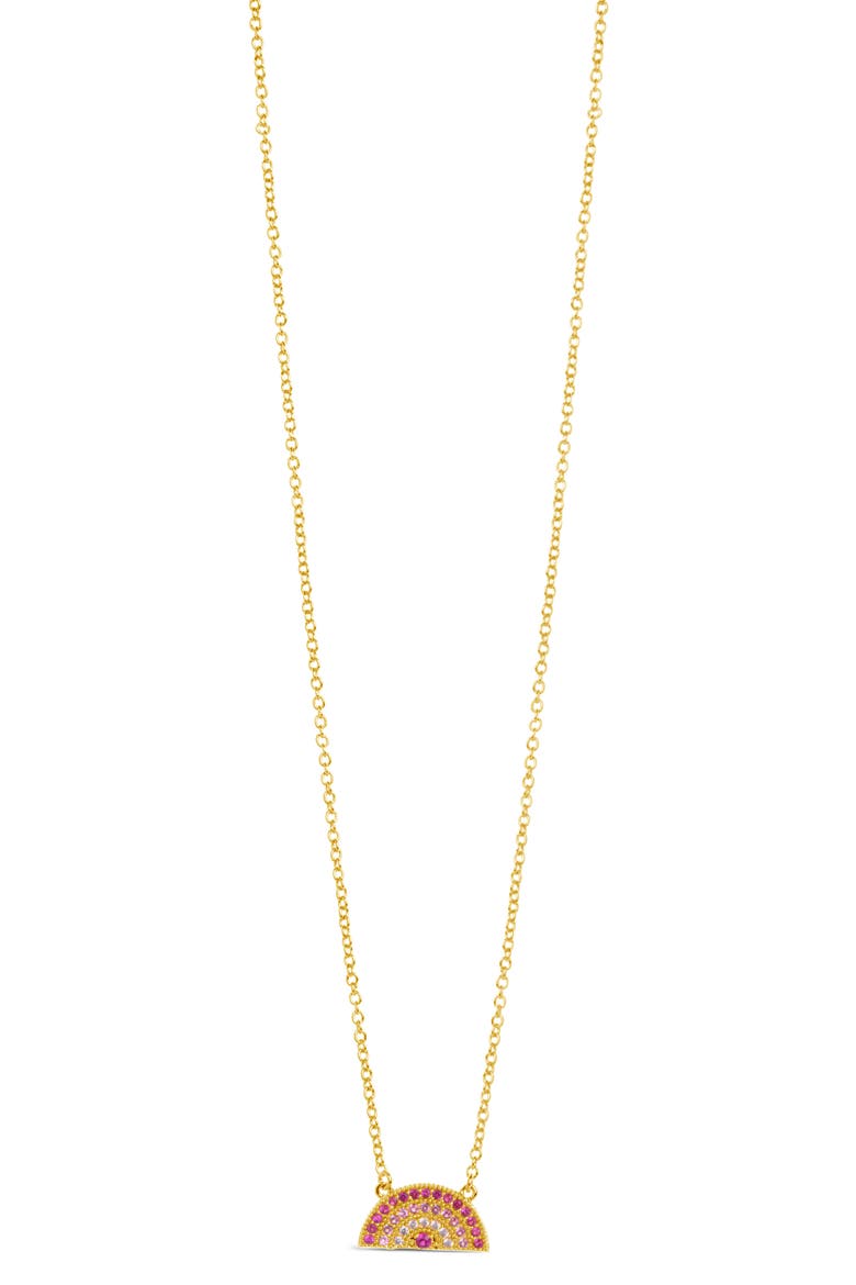Shades of Rainbow Cubic Zirconia Pendant Necklace, Main, color, GOLD/ PINK