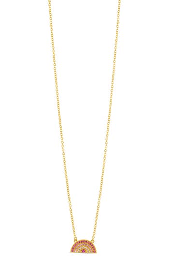 Sterling Forever Shades Of Rainbow Cubic Zirconia Pendant Necklace In Gold