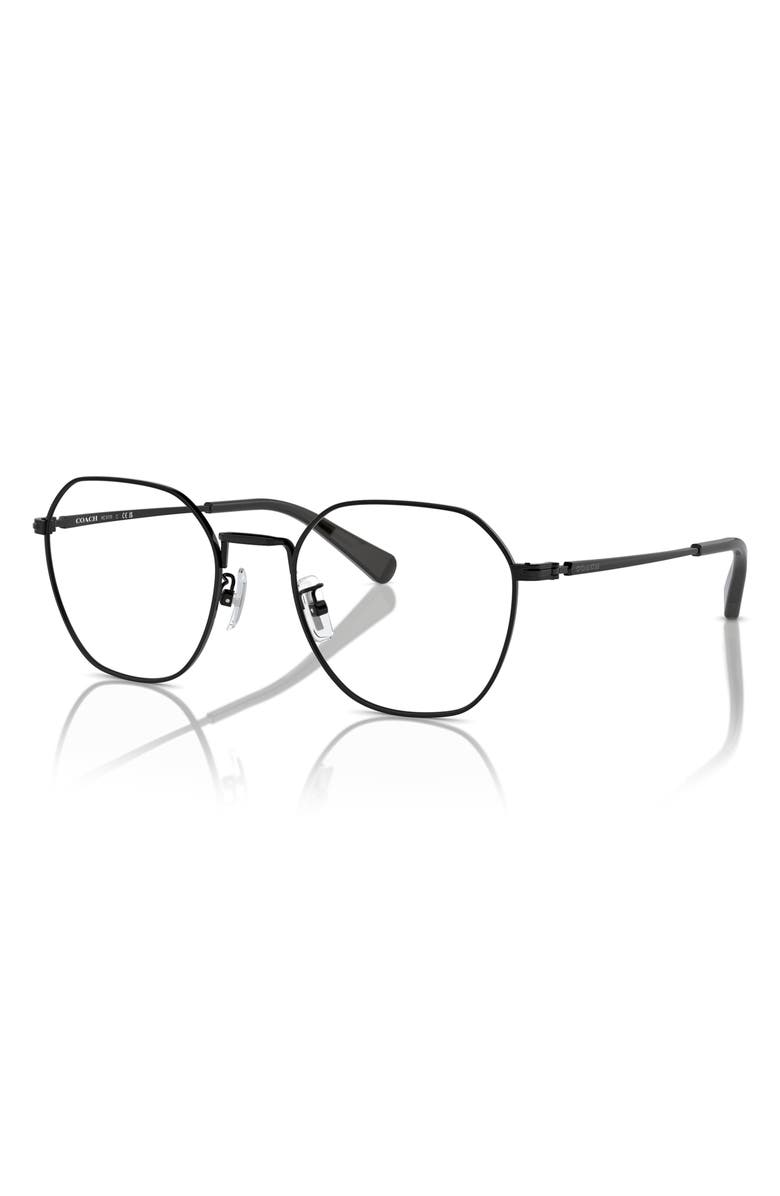 COACH 52mm Irregular Optical Glasses, Alternate, color, Shiny Black / Demo Lens