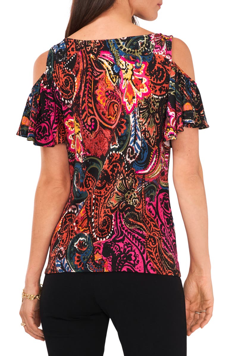 Chaus Print Cold Shoulder Top, Alternate, color, 