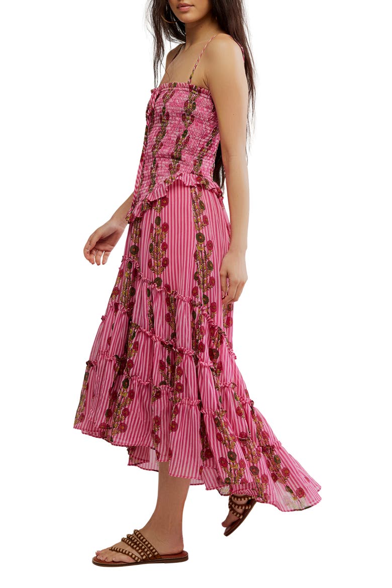Alejandra Smocked Bodice Tiered Sundress, Alternate, color, HOT PINK COMBO