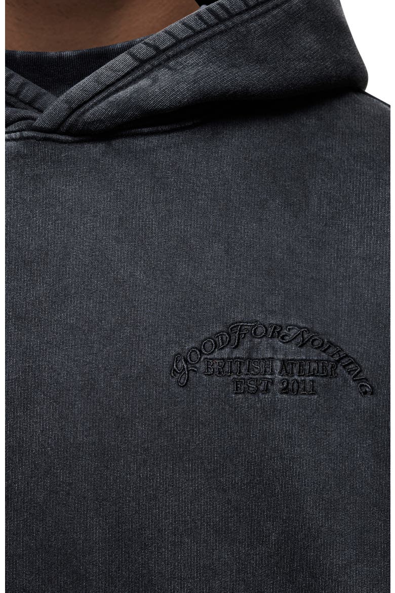 Vintage Washed Relaxed Hoodie, Alternate, color, BLACK