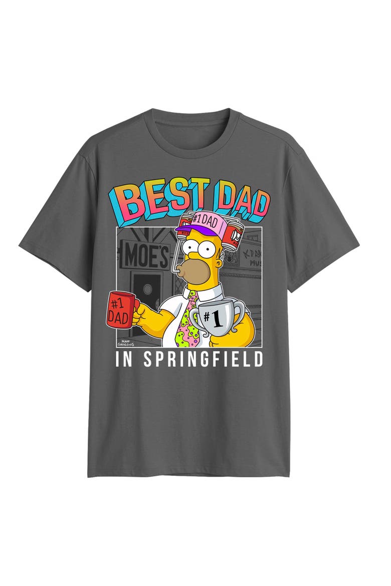 Men's The Simpsons Greatest Dad In Springfield  Graphic T-Shirt, Main, color, Charcoal