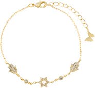 BY ADINA EDEN CZ Star Of David & Hamsa Motif Bracelet