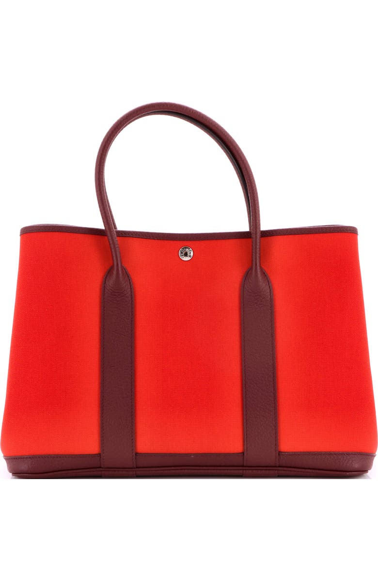Pre-Owned Hermes Garden Party Tote Toile and Leather 36, Main, color, Bordeaux