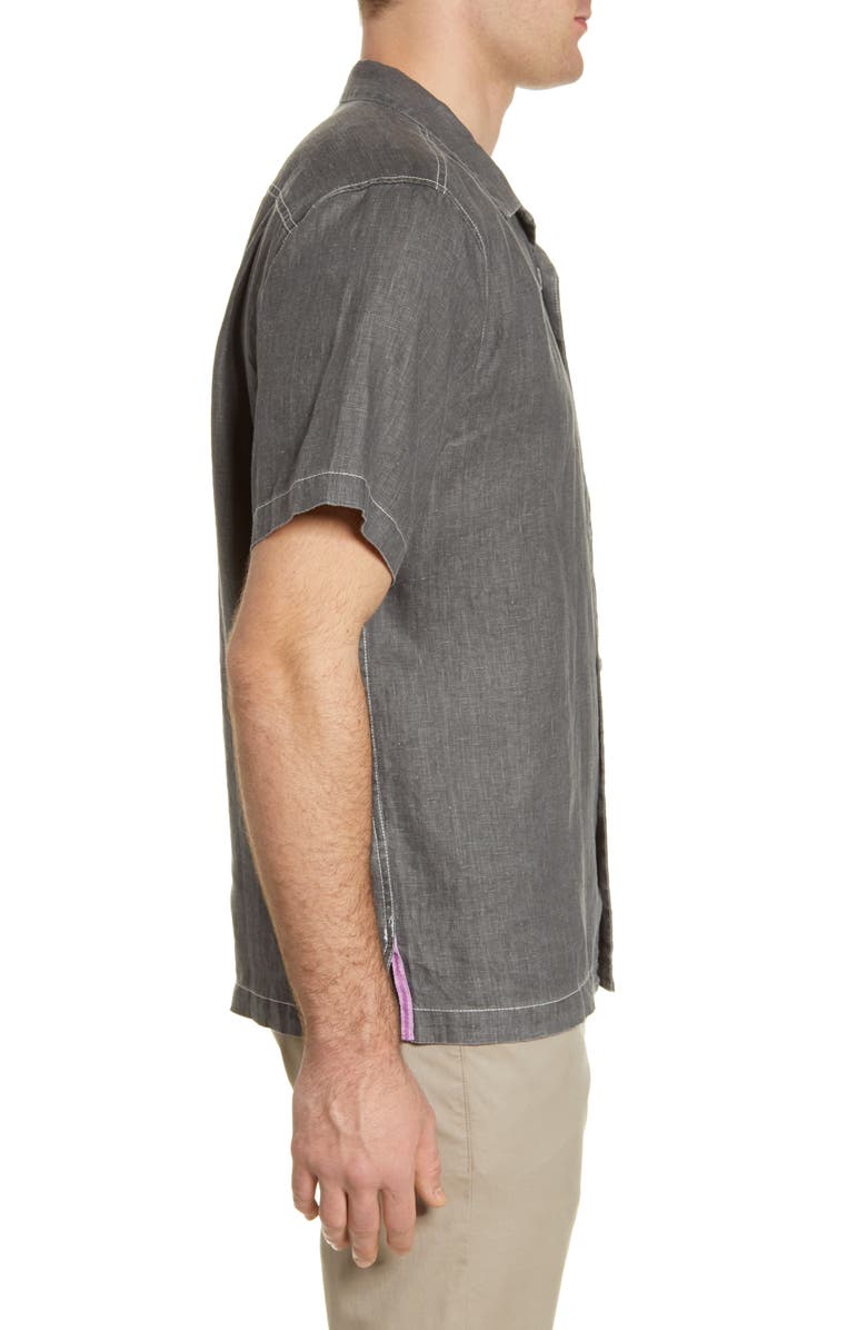 Tommy Bahama Sea Glass Short Sleeve Button-Up Linen Camp Shirt, Alternate, color,
