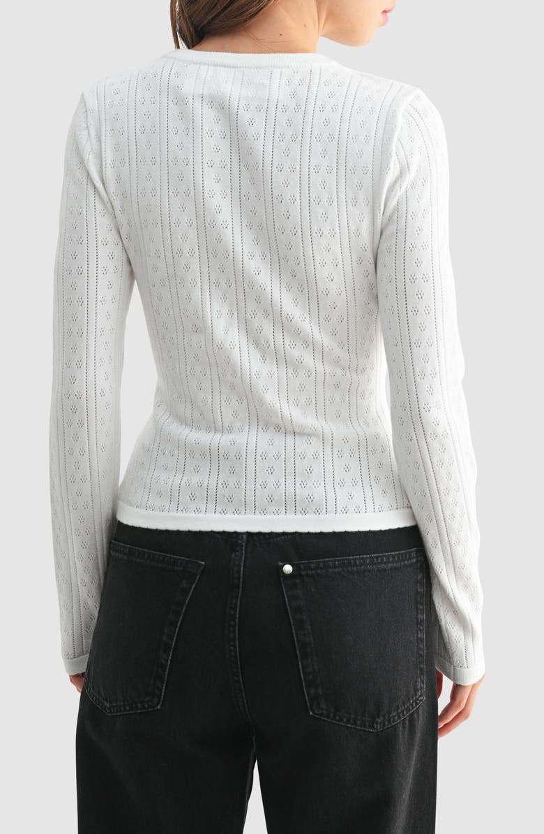 All in Favor Cutout Detail Pointelle Sweater, Alternate, color, Cream