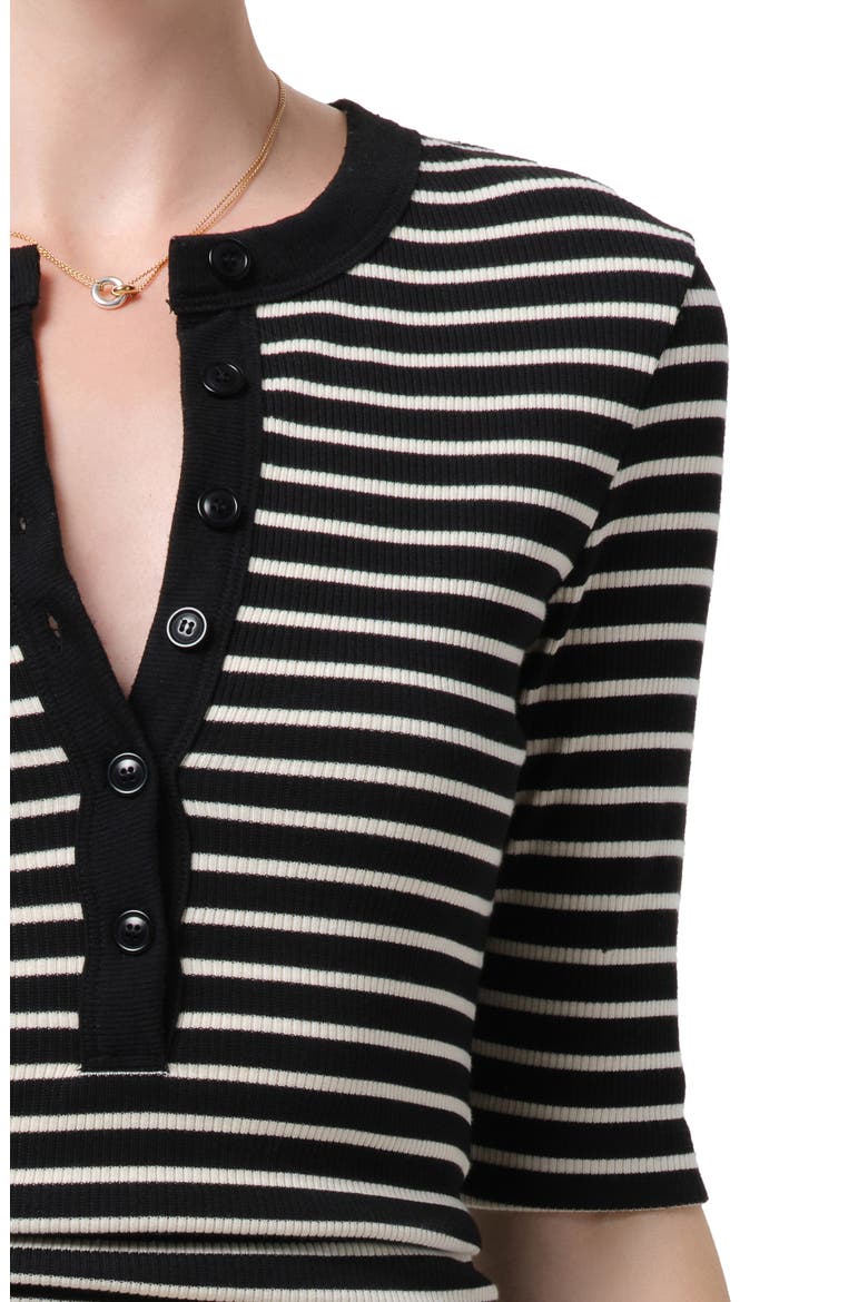 Nali Stripe Cotton Blend Rib Henley Top, Alternate, color, ANTHRACITE